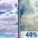 Tuesday: A chance of showers and thunderstorms after 1pm. Partly sunny, with a high near 88. South southeast wind 10 to 15 mph, with gusts as high as 25 mph. Chance of precipitation is 40%. New rainfall amounts between a tenth and quarter of an inch possible. Tuesday: Partly Sunny then Chance Showers And Thunderstorms